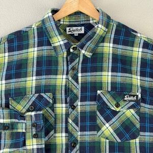 Dutch Bros Flannel Shirt Mens XXL Retro Plaid Long Sleeve Cotton Employee Work